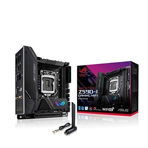 ASUS ROG STRIX Z590-I GAMING WIFI - Carte-mère - mini ITX - Socket LGA1200 - Z590 Chipset - USB-C Gen2, USB 3.2 Gen 1, USB 3.2 Gen 2, USB-C Gen 2x2 - 2.5 Gigabit LAN, Wi-Fi 6 - carte graphique...