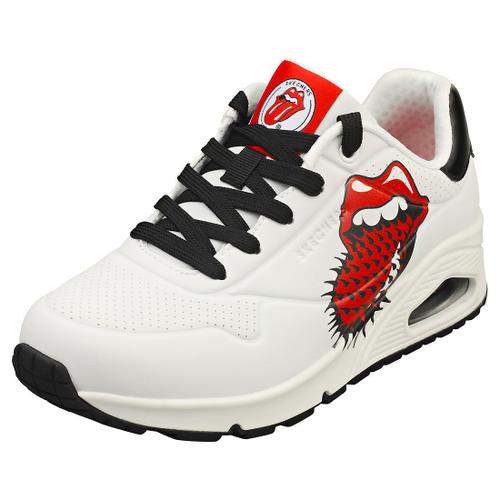 Skechers Uno X The Rolling Stones Femme Baskets Mode Blanc Noir - 41