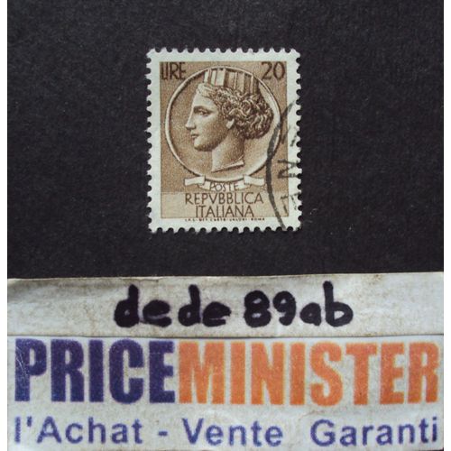 Italie..  20 Lire Répubblica Italiana : Italia . Oblitéré.