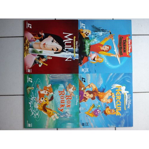 Lot De 4 Laserdisc Walt Disney Mulan / Taram Et Le Chaudron Magique / Hercule / Rox Et Rouky