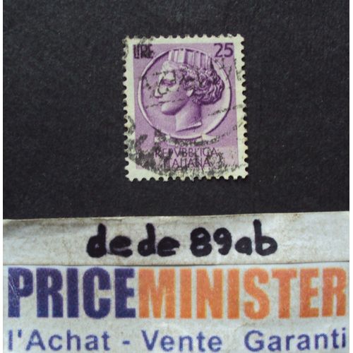 Italie..  25 Lire Répubblica Italiana : Italia . Oblitéré.