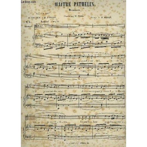Maitre Pathelin - Romance N°5 : Pour Piano Et Chant.