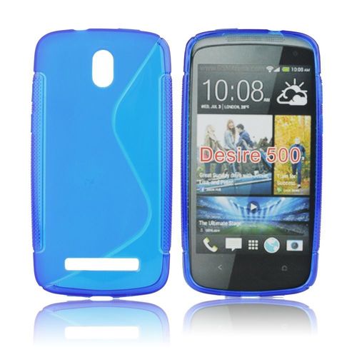 Etui Coque Arriere Silicone Luxe - Htc Desire 500 Bleu Facon S