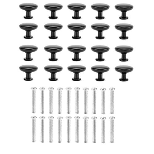 Boutons D'Armoire, Boutons de Tiroir Noir Mat Commode Ronde Tire PoignéEs de Porte PoignéEs de Tiroir pour Porte de Placard de Cuisine, 20 PièCes SéRies