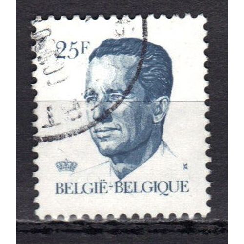 Belgique 1990 : Roi Baudouin 1er - Timbre 25 F. Bleu-Gris Oblitéré
