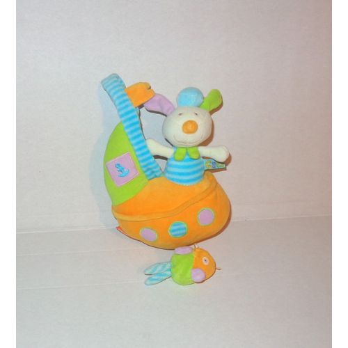 Souris Matelot Sur Son Bateau Musical Doudou Berceuse Babysun 20cm