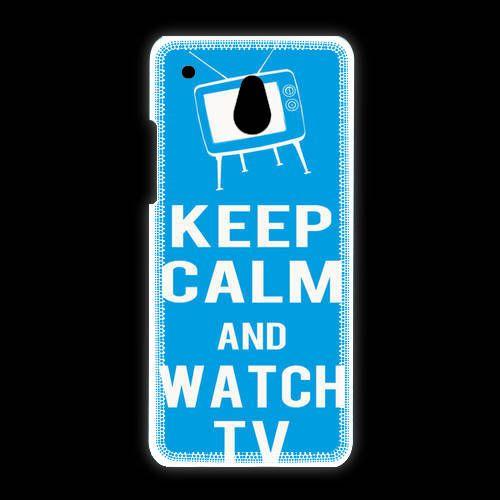 Coque Htc One Mini Keep Calm Watch Tv Cyan