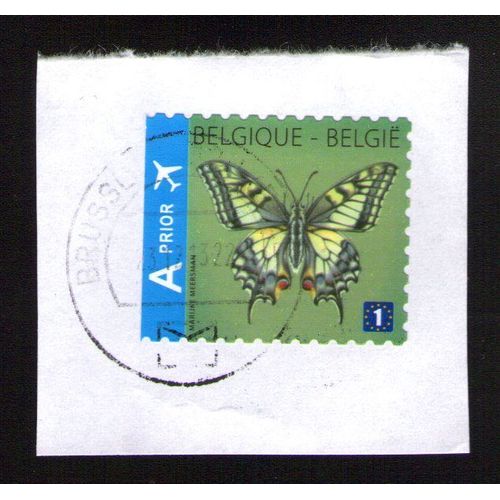 Belgique Oblitération Ronde Used Stamp Sur Fragment Papillon Butterfly