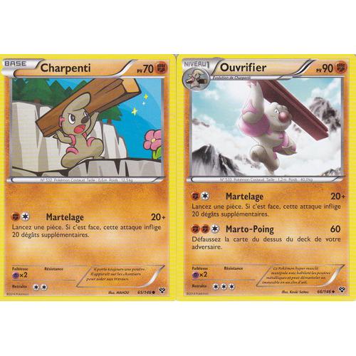 Lot De 2 Cartes Pokemon - Ouvrifier - 66/146 + Charpenti 65/146 - Edition X Et Y -