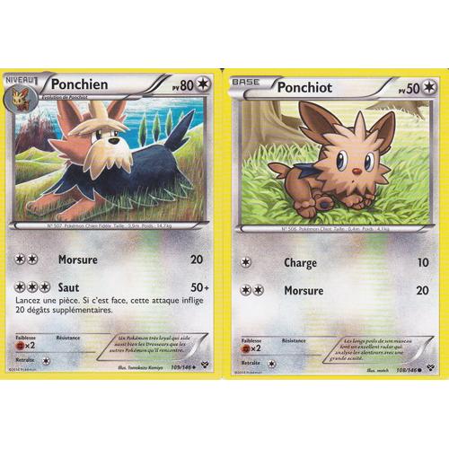 Lot  De 2 Cartes Pokemon - Ponchiot 108/146 + Ponchien 109/146 - Edition X Et Y -