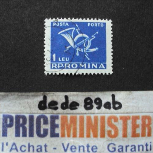 Roumanie..  1 Leu R.P.Romina .Timbre Taxe .Cor Postal & Éclairs . Oblitéré.