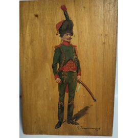 Peinture À L'huile De F Jeannin Gros Xixème Siècle, Connu, Répertorié Et Coté. Petit Tableau Signé,  Sur Bois 220 X155mm Représentant Un Garde Consulaire Du 1er  Empire.