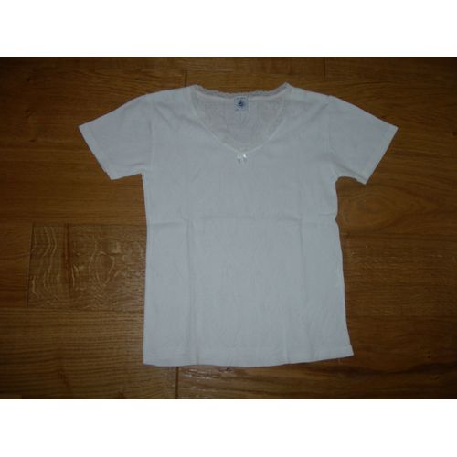 T-Shirt Petit Bateau Blanc Manches Courtes 12 Ans