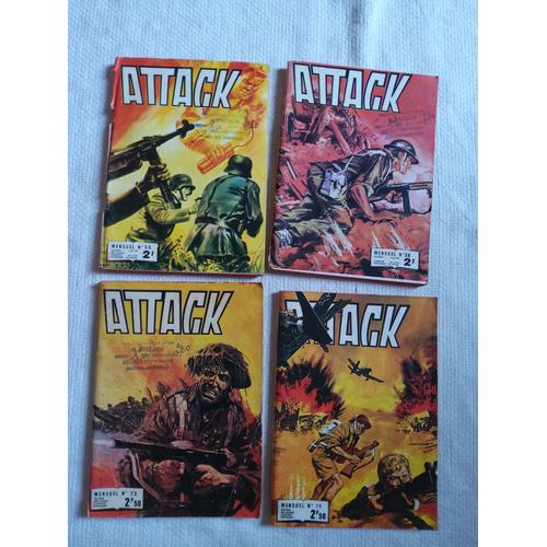 Bande Dessinée Petit Format Guerre Attack N° 55, 58, 73, 79 .