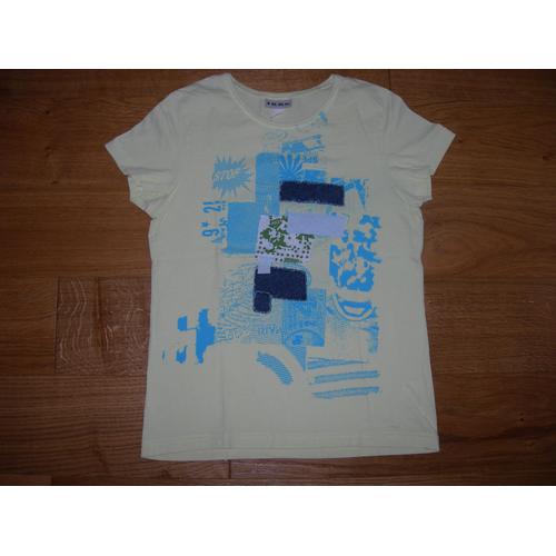 T-Shirt Ikks Jaune Et Bleu Taille 14 Ans