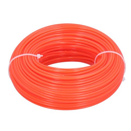 Ligne de coupe-bordure de 50 m, corde en nylon de 2,4 mm, corde ronde, ligne de débroussailleuse à essence (modèle : rond orange 2,4 mm x 50 m)