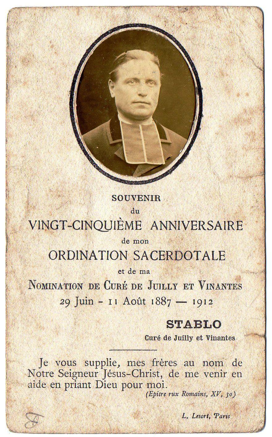 Souvenir Du 25e Anniversaire De L Ordination Sacerdotale Du Cure De Juilly Et Vinantes Stablo Rakuten