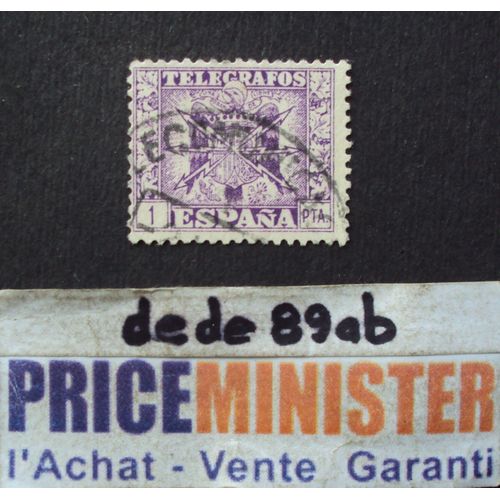 Espagne.. 1 Peseta Telegrafos . Armoiries . Oblitéré.