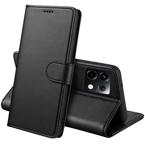 Coque Pour Xiaomi Redmi Note 13 Pro 5g - Portefeuille Noir Rabat Clapet Aimanté Rangement Cartes Phonillico®