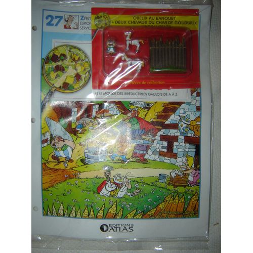 Le Village Asterix Edition Atlas N° 27 : Obelix + 2 Chevaux Du Char + Palissade-Atlas