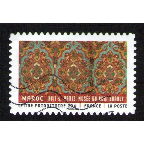 Timbre Oblitéré Used Stamp Selo Carimbado Tissus Du Monde Maroc Xviiies Paris Musée Du Quai Branly France 2011