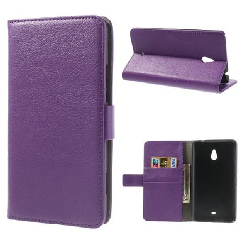 Etui Nokia Lumia 1320 - Housse Portefeuille Support Vidéo Grainé Violet
