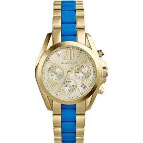 Montre Femme Michael Kors Bradshaw Mk5908 Bracelet En Acier Doré Et Acétate Turquoise