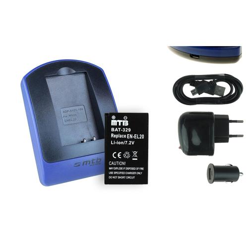 Batterie + Chargeur (USB) EN-EL20 pour Nikon 1 AW1, J1, J2, J3, S1 / Coolpix A