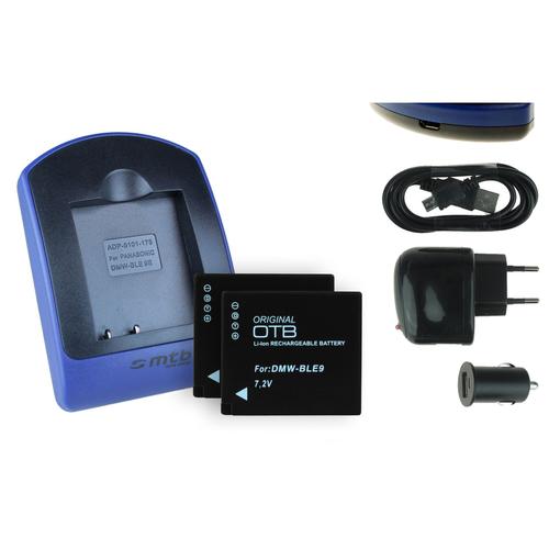 2 Batteries + Chargeur USB DMW-BLE9/BLE9E pour Panasonic Lumix DMC-GF3, GF5