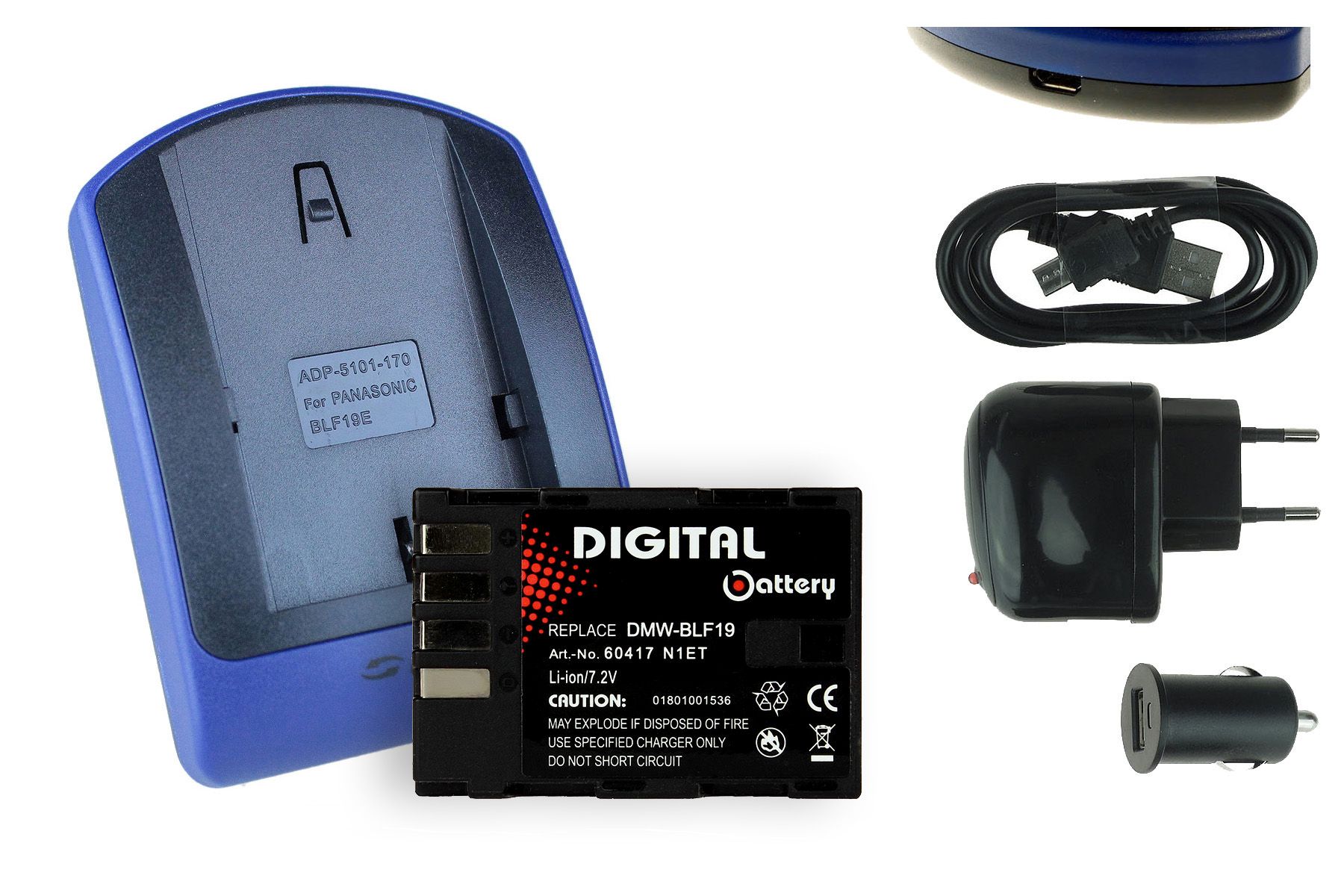 Batterie + Chargeur (USB) DMW-BLF19, DMW-BLF19E pour Panasonic Lumix DMC-GH3