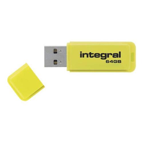 Integral Neon - Clé USB - 64 Go - USB 2.0 - jaune