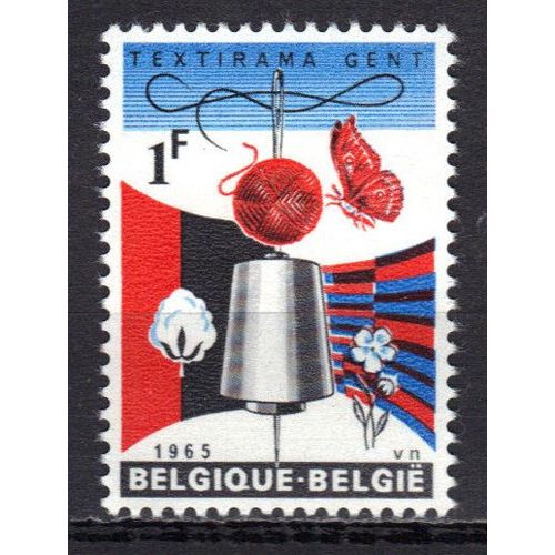 Belgique 1965 : 8è Salon Textile De Gand - Timbre 1 F. Rouge, Sépia Et Bleu Neuf **