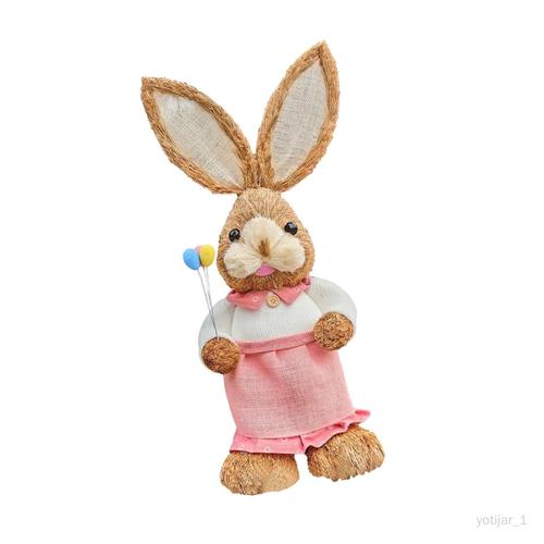 Figurine de lapin de pâques en paille, ornement de bureau pour armoire de Modèle A