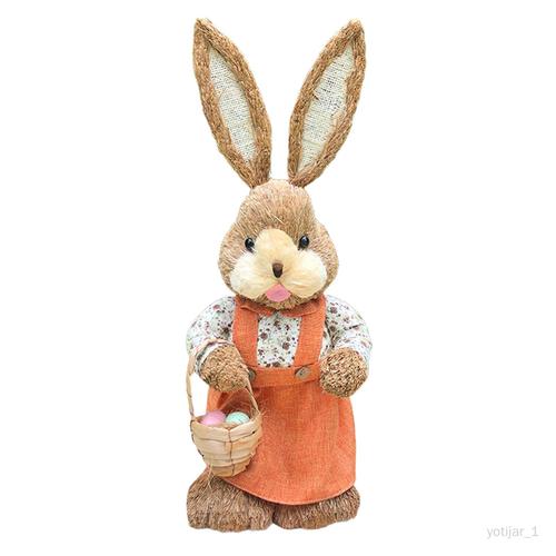 Figurine de lapin de pâques, Statue créative en paille pour porche, armoire Modèle A