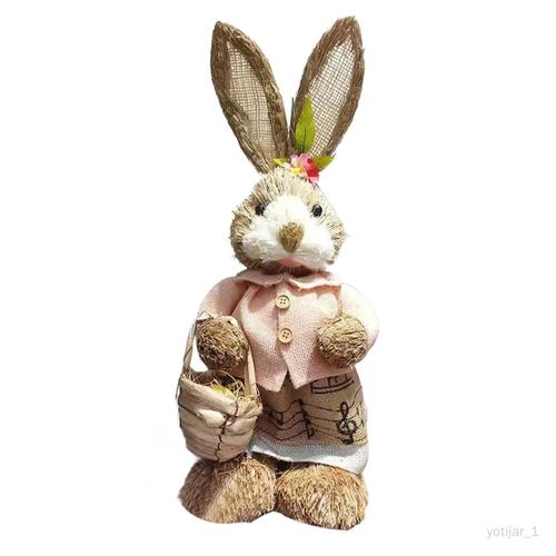 Figurine de lapin de pâques, Statue créative en paille pour porche, armoire I Style I