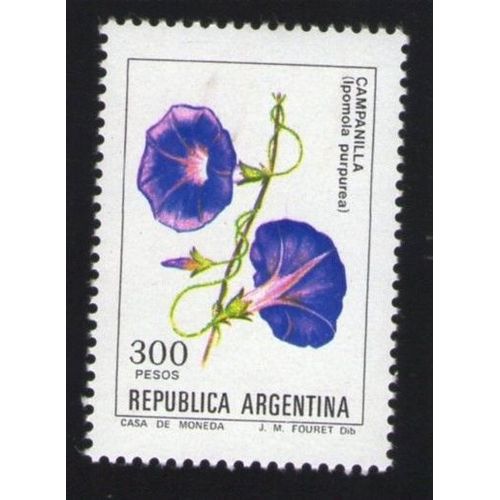 Argentine Timbre Stamp Capanilla Ipomola Purpurea 300 Pesos