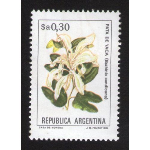 Argentine Timbre Stamp Pata De Vaca Bauhinia Candicans $ A0,30