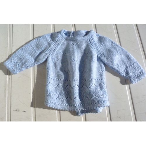 Gilet Tricoté Main Naissance Bleu