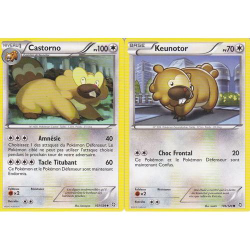 2 Cartes Pokemon - Castorno 100 Pv - 107/124 + Keunotor 106/124 - Dragons Exaltes -