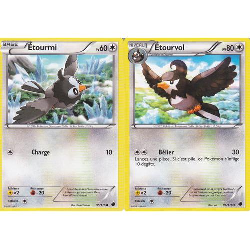 2 Cartes Pokemon - Etourvol 96/116 + Etourmi 95/116 - Glaciation Plasma -