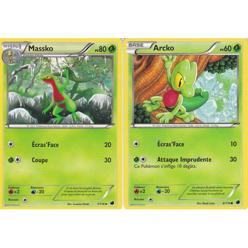 2 Cartes Pokemon - Massko 7/116 + Arcko 6/116 - Glaciation Plasma -