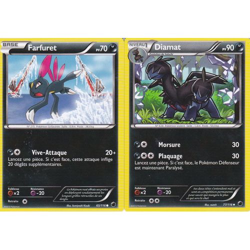 2 Cartes Pokemon - Diamat 77/116 + Farfuret 65/116 - Glaciation Plasma -