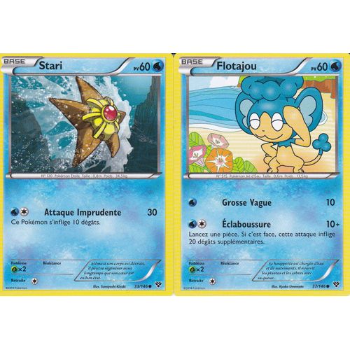 2 Cartes Pokemon - Stari 33/146 + Flotajou 37/146 - Edition X Et Y -