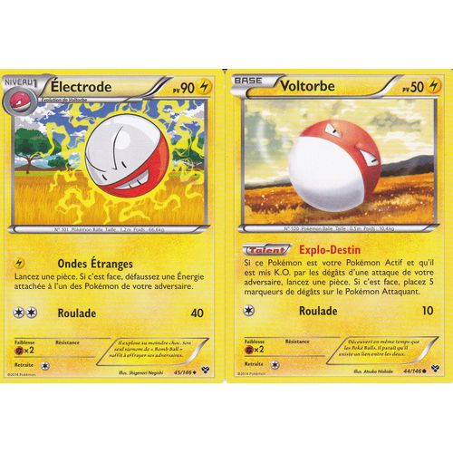 2 Cartes Pokemon - Electrode 45/146 + Voltorbe 44/146 - Edition X Et Y -