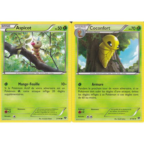 2 Cartes Pokemon - Coconfort 4/146 + Aspicot 3/146 - Edition X Et Y -