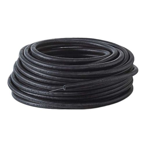 Gaine électrique icta noire annelée en polyoléfine avec fil de tirage (25 mm  /  100 mètres)