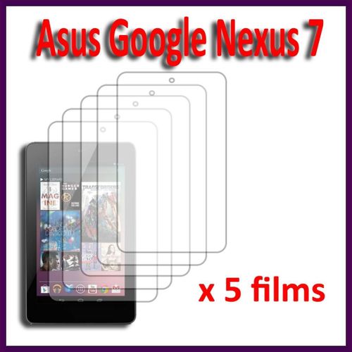 Films Protection Écran Asus Google Nexus 7 : Lot / Pack De 5x Films De Protection D'écran Clear Transparent Excellente Qualité
