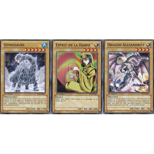 Lot De 3 Cartes Yu-Gi-Oh - Dragon Alexandrite - Esprit De La Harpe - Givrosaure - Symphonie Des Xyz - En 1 Ere Edition -