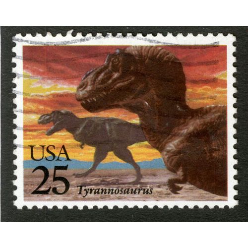 Timbre Oblitéré Usa, Tyrannosaurus, 25