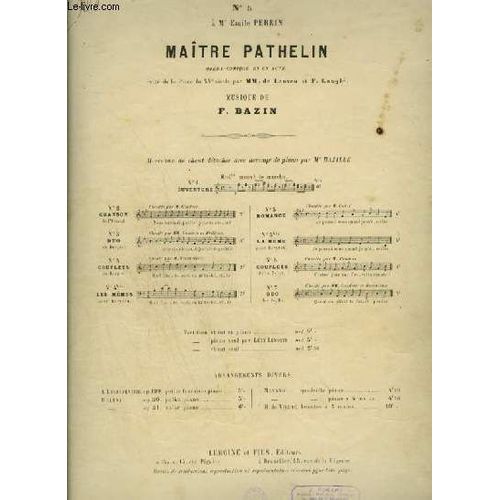 Maitre Pathelin - N°5 : Romance - Pour Piano Et Chant (Charlot) Avec Paroles.